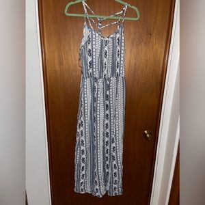 Grayish, white, blue jumpsuit